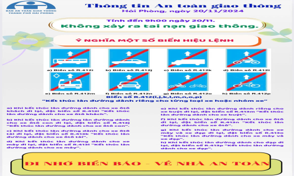 Thông tin an toàn giao thông ngày 20/11/2024